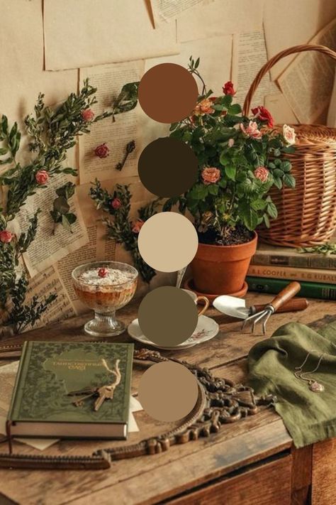 Vintage, Cottagecore, Formalism, Goth, and more. Cottagecore Color Palette, Make Money As An Artist, Vintage Color Palette, Vintage Colour Palette, Color Schemes Colour Palettes, Palette Art, Cottage Interior, House Color Schemes, Vintage Cottagecore