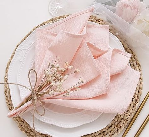 JINVASE Dinner Cloth Napkins Bulk,100% Soft Cotton Linen Napkins,Washable Fall Napkins with Hemmed Edges for Wedding Decorations,Family Event Parties,16”*16”,(Set of 12, Light Pink) Fall Napkins, Green Napkins, Cloth Napkin, Family Event, Wedding Christmas, Wedding Napkins, Linen Textile, Table Napkins, Dining Table Decor