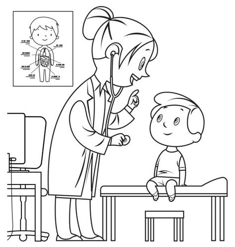 Kids Playing Doctor, Book Hospital, Educational Games For Preschoolers, Dots Game, Doctor For Kids, Cartoon Style Drawing, Kid Coloring Page, Cars Coloring Pages, Alphabet Coloring Pages