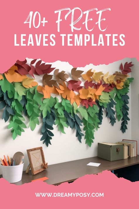 paper leaves, leaf template, leaves template, Cricut leaves, cricut leaf Giant Paper Leaves Diy, Giant Leaf Template, Diy Paper Tree Classroom, 3d Paper Leaves, Making Paper Leaves, Jungle Leaves Template, Paper Fall Decorations, How To Make Leaves Out Of Paper, Large Paper Leaves