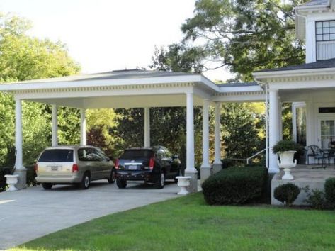 Farmhouse With Attached Carport Patio Ideas Australia, House Pergola, Carport Addition, Attached Carport, Carport Modern, Carport Ideas, Car Ports, Attached Pergola, Carport Patio