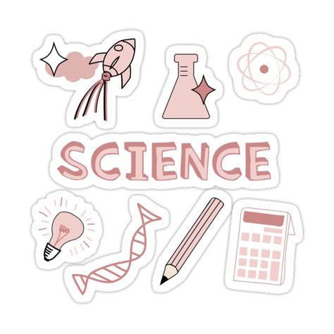 Pink Science, Subject Stickers, Science Subject, Science Aesthetic, Science Text, Subject Labels, School Book Covers, Science Stickers, School Labels