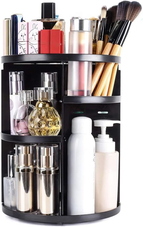 PRICES MAY VARY. ★PROFESSIONAL VANITY MAKEUP ORGANIZER: Made of Acrylic, 7 layers of adjustable trays. 360 Revolving angle makeup shelf help find cosmetics easily. This organizer contains 4-pack trays. ★SMALL SET BUT LARGE CAPACITY: Hold at least 30 makeup brushes, 20 skincare products and other accessories including lipsticks, nail polish, eyeliner and more cosmetics. Our makeup organizer is bigger and thicker than others in the market. ★OCCASION: Multi-Function revolving makeup organizer for y Sink Shelves Bathroom, Bathroom Organization Wall, Bathroom Vanity Organization Under Sink, Wall Shelves Modern, Under Sink Shelves, Product Shelves, Wall Shelves Bathroom, Makeup Organizer Diy, Room Diy Projects