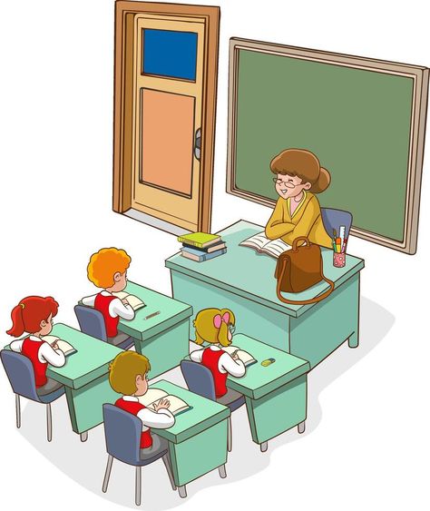 Illustration of Children Education.students doing group work.students studying with teacher in classroom cartoon Students Cartoon, Classroom Illustration School, Student Cartoon Image, Student Learning Cartoon, Student Online Class Illustration, Students In Classroom Cartoon, Teacher Picture, Student Cartoon, Teacher Cartoon