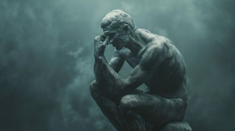 #aifusionart #aiimage #midjourney #midjourneyart #aiart Rodin Sculpture, Rodin The Thinker, Art Philosophy, The Thinker, Fusion Art, Auguste Rodin, Dramatic Lighting, Classical Art, Fine Art Photography