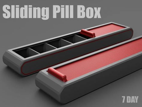 Sliding Pill Box by JAM3D | Joel Macário - MakerWorld Pill Case, Tool Organization, Beveled Edge, 3d Print, Ring Designs, Easy Access, 3d Printing, Design