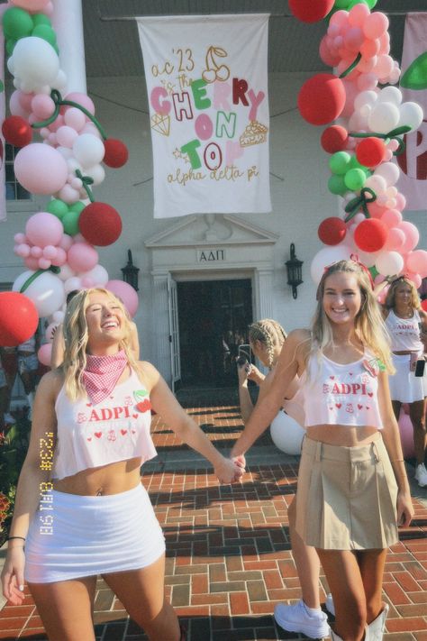 Recruitment Week Themes, Alpha Delta Pi Bid Day, Cute Bid Day Themes, Sorority Event Themes, Bid Night Themes, Bid Day 2023, Spring Bid Day Themes, Party Like Its Your Bid Day, Cherry Bid Day Theme