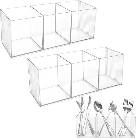 Amazon.com - Rainmae 2Pack Acrylic Cutlery Storage Organizer, Plastic Cutlery Utensil Holder Storage Organizer Caddy for Kitchen Countertop Organization - Holds Fork, Knife, Spoon, Silverware Tableware Storage Box Silverware Holder For Party, Knife Organizer, Cutlery Caddy, Silverware Organizer, Silverware Caddy, Kitchen Countertop Organization, Flatware Caddy, Silverware Organization, Knife Organization