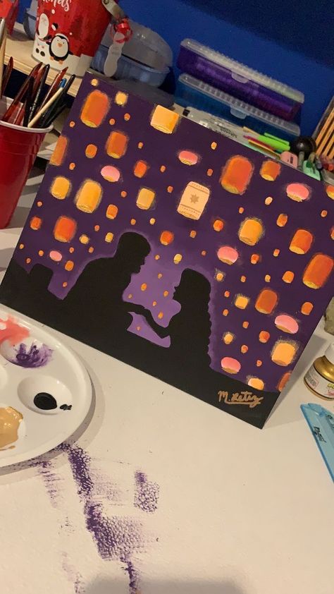 Tangled Painting, Disney Canvas Art, Disney Canvas, Disney Paintings, Simple Canvas Paintings, Cute Canvas Paintings, Easy Canvas Art, Canvas Painting Designs, Cute Paintings