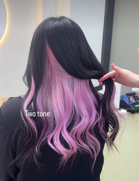 Black And Pastel Hair, Black And Light Pink Hair, Black Hair Pink Highlights, Pink Underneath Hair, Dr Claims, Red Pink Hair, Cool Hair Designs, Pink And Black Hair, Light Pink Hair