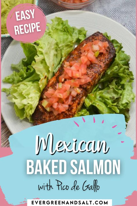 Elevate your weeknight dinner with this Easy Mexican Baked Salmon topped with fresh, zesty pico de gallo. This simple yet flavorful dish features tender, flaky salmon fillets seasoned with bold Mexican spices, baked to perfection, and finished with a vibrant homemade pico de gallo. It’s a healthy, quick meal that brings bright, fresh flavors to the table in just 30 minutes. Mexican Style Salmon, Mexican Salmon, Homemade Pico, Salmon Appetizer, Salmon Spices, Easy Salmon Recipes, Mexican Spices, Salmon Dishes, Crab Recipes