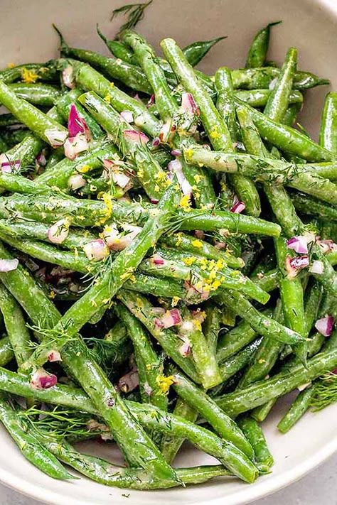 Fresh Green Bean Recipes, Green Bean Salad Recipes, Cooking Fresh Green Beans, Dill Recipes, Green Bean Salad, Lemon Green Beans, Salad With Lemon, Green Bean Salads, Bean Salad Recipes