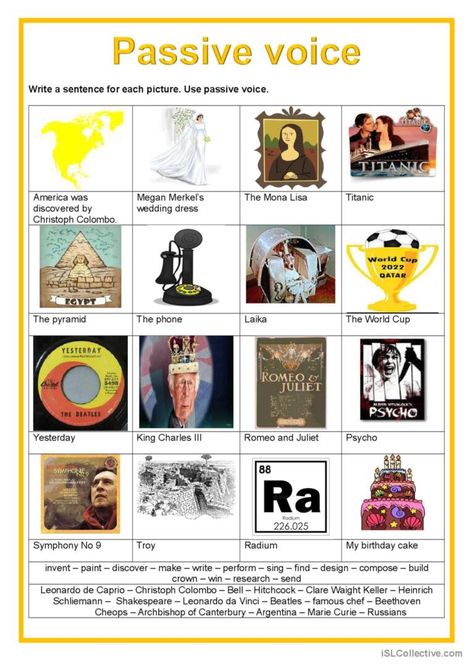 Passive Voice Exercises, Passive Voice Worksheet, English Grammar Games, Teaching Verbs, Making Sentences, English Knowledge, Active And Passive Voice, Esl Grammar, Writing Voice