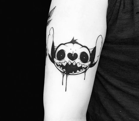 Dark Disney Tattoo, Contemporary Tattoo, Disney Stitch Tattoo, Voodoo Doll Tattoo, Stitch Tattoo, Doll Tattoo, Logo Character, Photo Stitch, Scary Tattoos