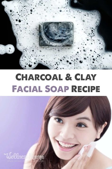 Homemade Charcoal & Clay Facial Soap Recipe | Wellness Mama Facial Soap Recipe, Olive Recipe, Clay Coconut, Oil Cleansing Method, Diy Coconut Oil, Coconut Oil Skin Care, Wellness Mama, Coconut Oil Uses, Face Soap