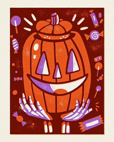 Halloween Illustrations :: Behance Halloween Poster Design, Love Logo Design, Poster Design Illustration, Halloween Illustrations, Packaging Illustration, Limited Color Palette, Art Editorial, Halloween Coffin, Christmas Windows