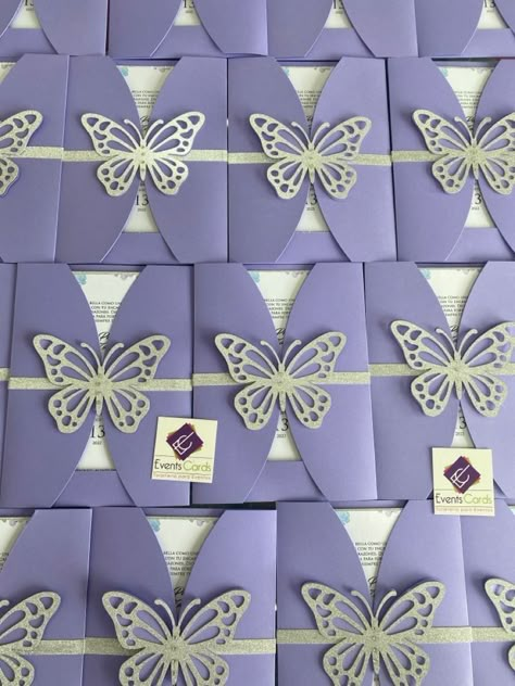 Ideas Para 15 Años Decoracion, Butterfly Theme Quinceanera, Ideas Para 15 Años, Sweet Sixteen Party Themes, Purple Birthday Party, Debut Ideas, Quince Invitations, Butterfly Invitations, Elegant Wedding Invitation Card