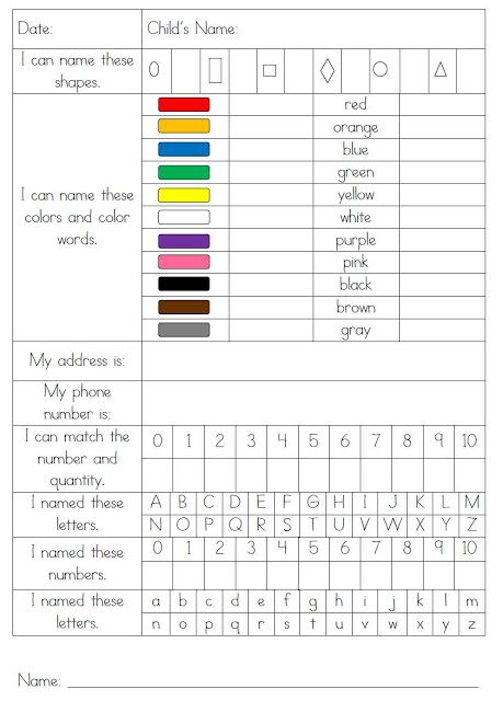 Wild & Fun in Pre-K: Assessment - use something like this to assess matching the shape/color/number to the word for each (maybe a matching game on felt or magnets?) Pre K Assessment, Prek Assessment, Kindergarten Assessment, Preschool Assessment, Kindergarten Readiness, Learning Goals, Tot School, Preschool Curriculum, Teaching Preschool