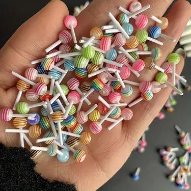 Candy Charms, Nail Art Stripes, Lollipop Candy, Cute Nail Art Designs, Striped Nails, Star Nails, Colorful Candy, Cute Nail Art, Nail Art Accessories