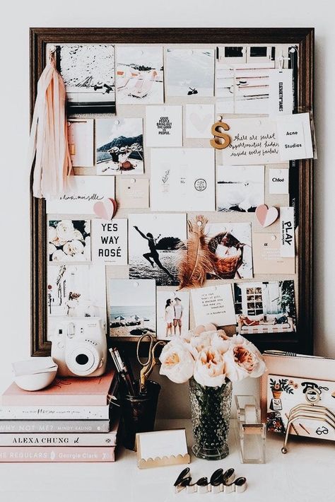 feminine office space Decorate Room, Yes Way Rose, Bookshelf Ideas, Uni Room, Desk Inspiration, Dekorasi Kamar Tidur, Room Goals, Wrapping Ideas, A Desk