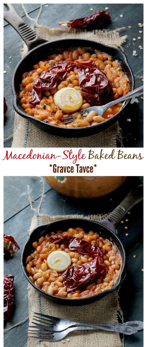 Macedonian-Style Baked Beans aka "Gravce Tavce" - This traditional Macedonian dish is so simple to make but so tasty! It's a must try! Macedonian Wallpaper, Zelnik Macedonian Recipe, Ajvar Recipe Macedonian, Macedonian Culture Aesthetic, Guyanese Baigan Choka, Traditional Holiday Recipes, Perfect Baked Potato, Macedonian Food, Best Macaroni And Cheese