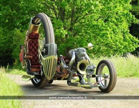 SteamPunk Tendencies Steampunk Motorcycle, Steampunk Vehicle, Steampunk Tendencies, Futurisme Retro, Image Moto, Honda Element, Cool Motorcycles, Steampunk Art, Sidecar