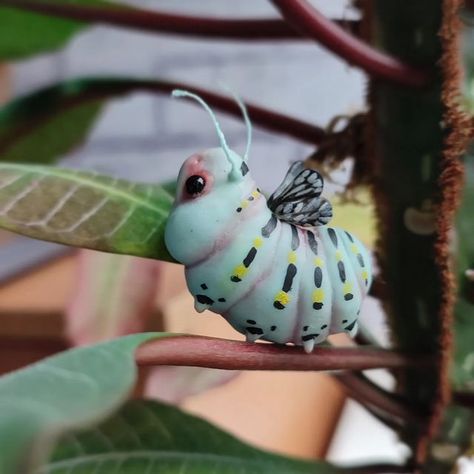 Caterpillar Reference, Caterpillar Sculpture, Clay Caterpillar, Oc Collab, Blue Caterpillar, Cute Caterpillar, Common Blue Butterfly, Dnd Stories, Animal Reference