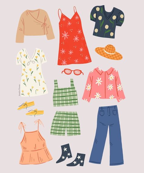 Amelia Flower on Instagram: “Drawing clothes instead of buying them ✨ • • • • • • • • #ameliaflower #illustration #plants #clothes #plantsplantsplants #illustrated…” Floral Dress Illustration, Amelie Illustration, Flower Inspiration Fashion Illustration, Kidswear Illustration, Flower Inspired Dress Illustration, Cottagecore Ideas, Clothes Illustration, Paper Doll Template, Face Illustration