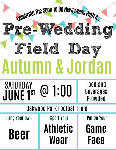 Pre- Wedding Field Day Invite Field Day Invitation, Wedding Field Day, Feild Day, Field Day, Football Field, Marry Me, Wedding Shower, Pre Wedding, Birthday Party Invitations