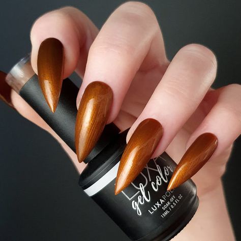 Follow Your Instincts, Fall Thanksgiving Nails, Golden Copper, Nail Essentials, Thanksgiving Nails, Nail Art Supplies, Brown Nails, Liquid Gold, Orange Nails