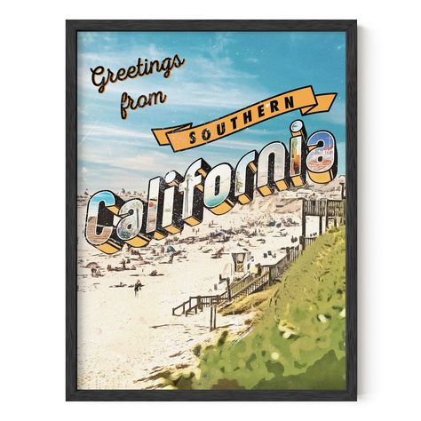 PRICES MAY VARY. GO BACK TO OLDEN TIMES: Go back in time with this vintage travel poster from Haus and Hues. Inspired by the vintage city posters and lantern slides of South California beaches in the early 1900s, this travel wall decor depicts a sunny view of SoCal’s dramatic Pacific coastline and the Angelenos who have long enjoyed this scenic view for many years PROTECTIVE PACKAGING: This California wall art is carefully designed and curated by our in-house creatives and packaged with the utmo Posters California, California Sign, Haus And Hues, California Pictures, Beach Art Prints, Los Angeles Print, Travel Wall Decor, California Poster, California Wall Art