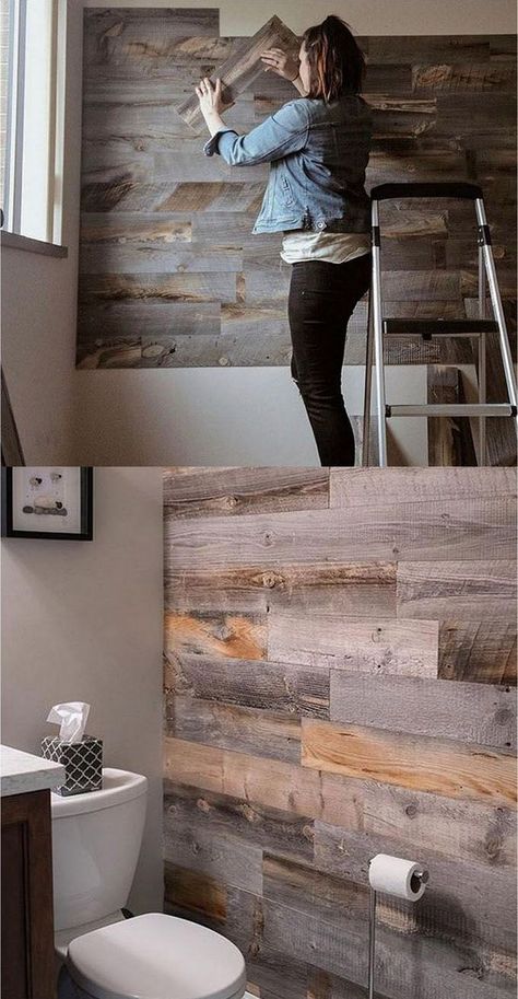 Diy Shiplap Wall, Diy Pallet Wall, Diy Wood Wall, Shiplap Wall Diy, Pallet Walls, Look Wallpaper, Shiplap Wall, Diy Shiplap, Interior Vintage