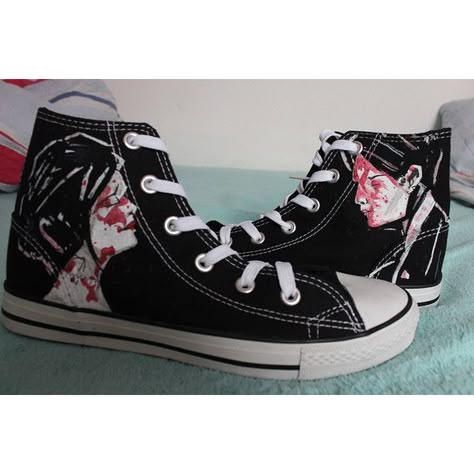 My Chemical Romance Shoes ($67) ❤ liked on Polyvore featuring shoes, converse, my chemical romance, lullabies, sneakers, black shoes, elastic shoes, waterproof shoes, kohl shoes and water proof shoes Drawing On Converse, Converse Ideas, I Love Mcr, Sweet Revenge, Shoes Converse, Emo Outfits, Estilo Punk, Waterproof Shoes, Emo Fashion