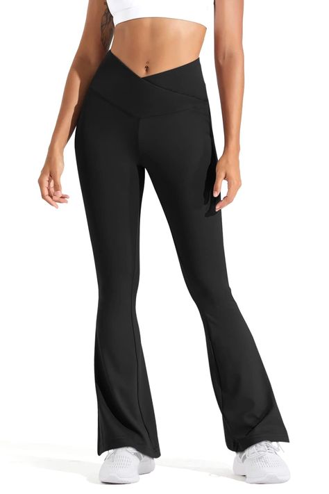 PRICES MAY VARY. 92% Polyester, 8% Spandex Imported Ultimate flare leggings- What makes these crossover flare leggings so great? Our new version flare leggings is winning combination of quality materials and affordable pricing. They are a new addition to your wardrobe, they are stylish and comfortable to wear all day. The Crossover Flare Legging in sculpting performance is sweet from every angle, with a wide waistband & a forward, flared leg. Show them off with your favorite cropped tee or bra t Flare Leggings Target, Flare Leggings Arie, Aire Flare Leggings, Arie Leggings Flare, Old Navy Flare Leggings, Black Fleece Leggings, Aerie Leggings Flare, Arie Leggings Crossover Flare Outfit, Lulu Flared Leggings