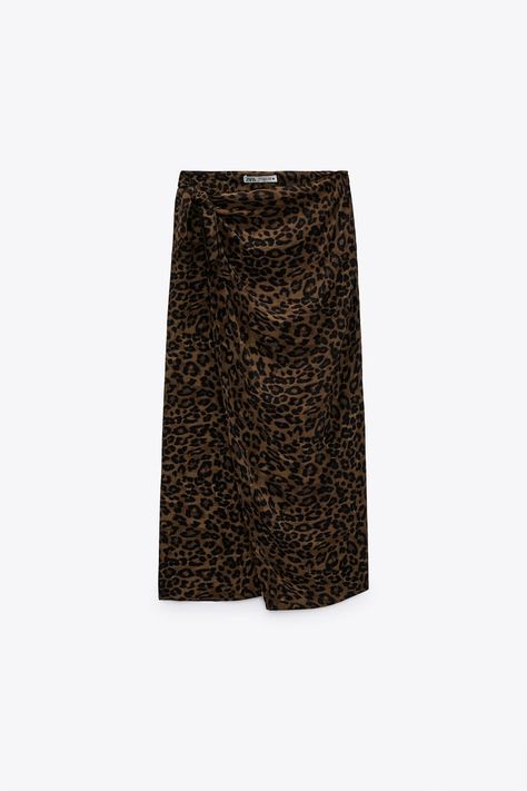 ANIMAL PRINT SKIRT WITH KNOT - Leopard | ZARA United Kingdom Knotted Skirt, Poplin Shorts, Leopard Skirt, Animal Print Skirt, Mid Rise Shorts, Print Skirt, Printed Skirts, South Africa, Sequin Skirt