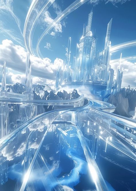 City In The Clouds Concept Art, Futuristic Palace, Scifi Background, Haunted House Drawing, Dream Realm, Planet Pictures, Dreamscape Architecture, Sky City, Sci Fi City