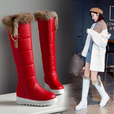 Red Snow Boots, Warm Snow Boots, Snow Wear, Winter Snow Boots, Winter Snow, Snow Boots, High Boots, Winter Boots, Knee High Boots