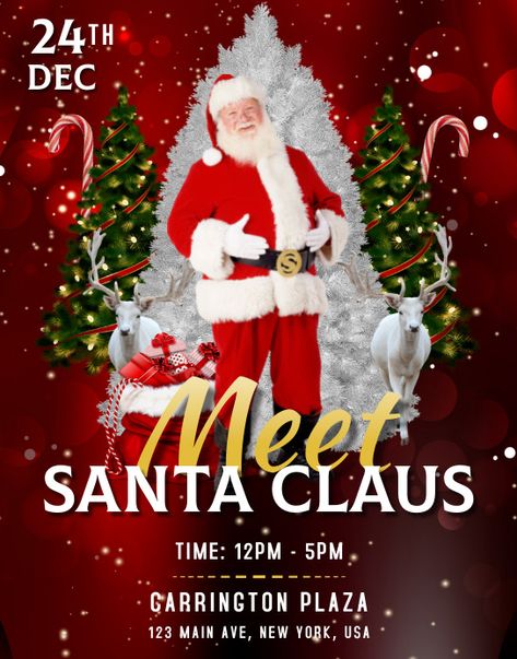 Snowman Presents, Meet Santa, Online Poster, Christmas Flyer, Christmas Event, Visit Santa, Event Flyers, Christmas Poster, Christmas Templates