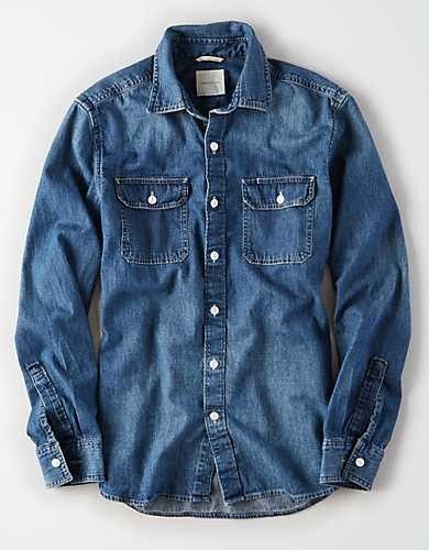 Kemeja Jeans, Denim Shirts For Men, Men's Graphic Tees, Mens Casual Outfits Summer, Men Fashion Casual Shirts, Denim Shirt Men, Denim Shirts, Mens Casual Dress Outfits, Men Stylish Dress