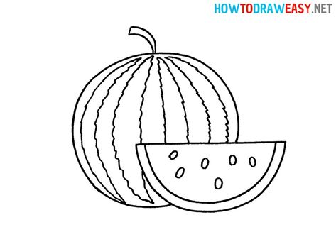 Watermelon Drawing & Sketches for Kids Watermelon Drawing For Kids, Interesting Art Ideas, Watermelon For Kids, Watermelon Sketch, Drawing Sketch For Kids, Drawing Watermelon, Sketches For Kids, Cartoon Drawing Images, Watermelon Activities