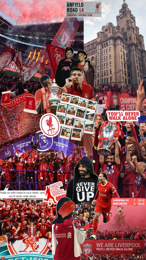 liverpool football club aesthetics Liverpool Collage Wallpaper, Liverpool Ipad Wallpaper, Liverpool Aesthetic Football, Liverpool Aesthetic Wallpaper, Liverpool Team Wallpaper, Football Collage Wallpaper, Liverpool Fc Aesthetic, Liverpool Collage, Liverpool Fc Aesthetic Wallpaper