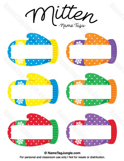 Free printable mitten name tags. The template can also be used for creating items like labels and place cards. Download the PDF at http://nametagjungle.com/name-tag/mitten/ Winter Cubby Tags, Cubby Tags Preschool, Locker Name Tags, Name Tag Ideas, Preschool Name Tags, Cubby Name Tags, Cubby Labels, Cubby Tags, Classroom Name Tags