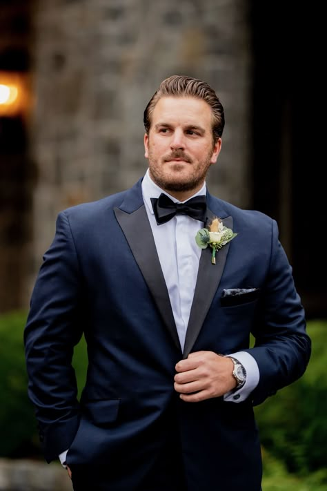 Tuxedo For Men Wedding Navy Blue, Navy And Black Tuxedo, Navy Wedding Tux Groom, Dark Navy Tuxedo, Dark Navy Tux Wedding, Navy Blue Suit Wedding Color Combos, Navy Blue Groomsmen Suits Color Combos, Dark Blue Tuxedo Wedding, Dark Navy Suit Wedding