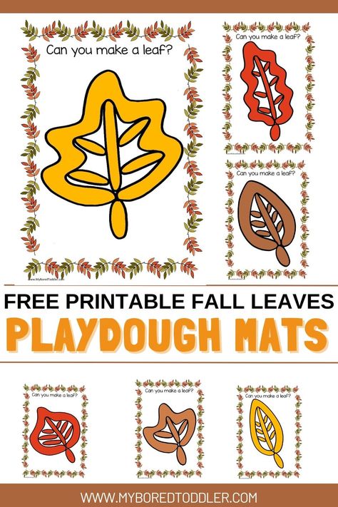 Sensory Activities For Preschoolers Fall, Tree Playdough Mats, Fall Playdough Mats Free Printables, Free Preschool Fall Activities, Leaf Playdough Mats, Leaf Literacy Activities, Leaf Centers Preschool, Printable Activities For Preschoolers, Fall Playdough Activities