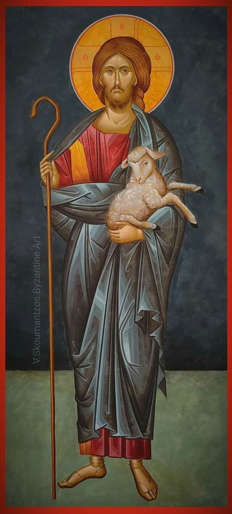 Catholic Art Jesus, Theotokos Icon, Christ The Good Shepherd, Christian Illustration, Religious Pictures, Orthodox Christian Icons, Jesus Christ Art, Christian Icons, Good Shepherd