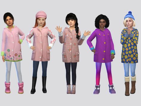 Sims 4 Raincoat Cc, Sims 4 Clothing Sets, Sims Clothes, Sims 4 Children, Sims 4 Dresses, Raincoat Jacket, Sims4 Cc, Sims 4 Game, 4 Dresses