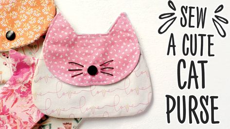 Cute Cat Purse - The Crafts Channel Cross Stitch Free, Coin Purse Pattern, Cat Wallet, Cat Coin Purse, Cat Purse, Sewing Machine Projects, The Crafts, Animal Sewing Patterns, Sewing Magazines