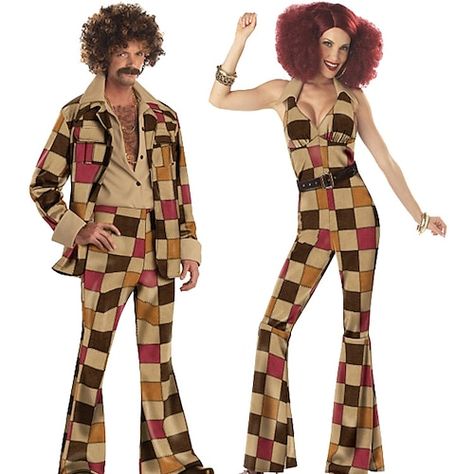 Moda Disco, Disco Outfits, Look Disco, Abba Costumes, Hippie Rock, Halloween Parejas, Couples Cosplay, Halloween Costume Props, Disco Costume