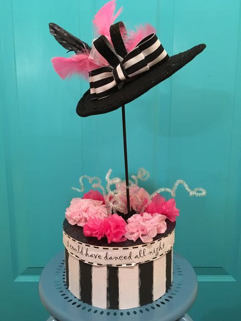 My Fair Lady Party, Hat Centerpieces Table Decorations, Hat Centerpiece Ideas, Hat Party Ideas Ladies, Hat Centerpieces, Kentucky Derby Themed Party, Tea Party Centerpieces, Diy Tea Party, Ladies Event