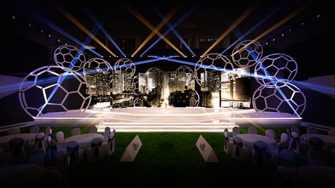 FOOTBALL THEME on Behance Event Decoration Ideas, Arena Stage, Exhibition Stall Design, Stall Design, Soccer Event, Wake Ideas, Football Theme, Exhibition Stall, Sports Arena